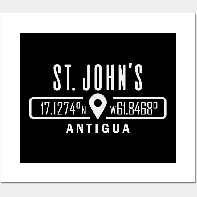 S John's, Antigua and Barbuda GPS Location Wall Art by IslandConcepts